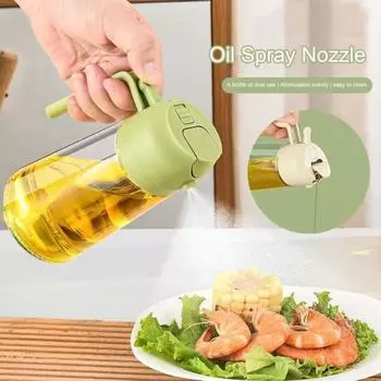 Стеклянная бутылка с распылителем масла на 470 мл для приготовления пищи. Дозатор оливкового масла 2-в-1 с улучшенным носиком. Кисть-воронка. Этикетка. Кухонный инструмент для фритюрницы. Жарка барбекю. белый