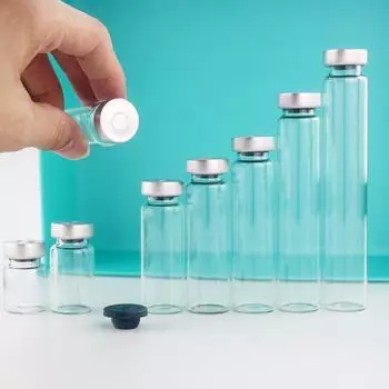 Стеклянная бутылочка для реагентов с алюминиевой крышкой и резиновым уплотнителем для лабораторного использования 5ML 22*30MM