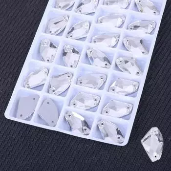 Стеклянная цепочка Weichen сшитая вручную, с плоским дном, с двумя отверстиями, в форме топора, с плоской пряжкой, цветной бриллиант, сделай сам/сделай сам, с двумя отверстиями, с драгоценными камнями 17x27mm 12pcs/bag белый