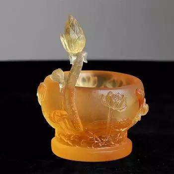 Стеклянная чаша для очистки воды, подсвечник, буддийский храм, храм, лампа для поклонения Будде, принадлежности для облегчения курильницы для благовоний, лотос, подлинный круглый