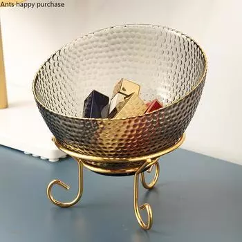 Стеклянная чаша Прозрачный поднос для фруктов Настольный ящик для хранения Фруктовая салатница Домашняя декоративная тарелка Десертная тарелка Тарелки для закусок Посуда зелёный