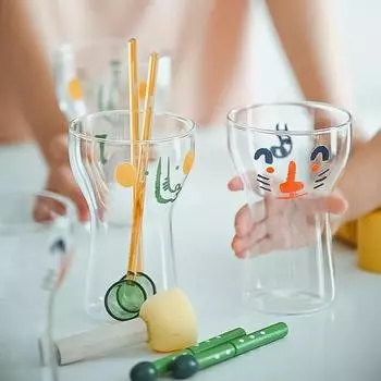 Стеклянная чашка 350 мл, милая термостойкая ручная работа, элегантная стеклянная чашка для журнального столика для воды и сока