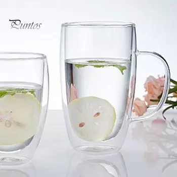 Стеклянная чашка безвкусная теплоизоляционная прозрачная двухслойная кружка с ручкой для дома 450ML