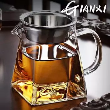 Стеклянная чашка для чайной церемонии с течью для чая, бытовой диспенсер для чая, утолщенный, термостойкий, аксессуары для чайного сервиза Tea Sea