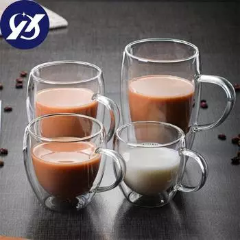 Стеклянная чашка для чая с двойными стенками, термостойкая кружка для кофе, молока, прозрачная чашка для питья воды A