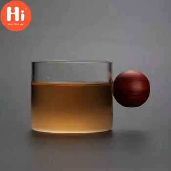 Стеклянная чашка для виски и вина с деревянной ручкой, офисная маленькая чайная чашка, кружка ручной работы, посуда для напитков