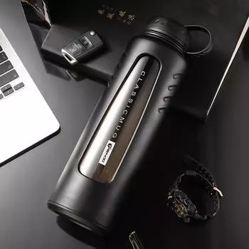 Стеклянная чашка для воды с защитой от капель, большая емкость, двухслойная изолированная чашка для воды, портативная термостойкая пузырьковая чашка для чая 800-1500ml