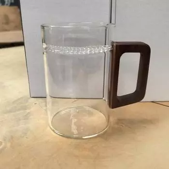 Стеклянная чашка для заваривания зеленого чая с фильтрацией в виде полумесяца, однослойная прозрачная чашка, деревянная ручка, бытовая, большой вместимости, чашка для цветочного чая 500ml