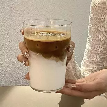 Стеклянная чашка Холодные кофейные чашки Посуда для напитков со льдом Кухонная посуда для напитков Завтрак Молочная чашка Коктейльные принадлежности Эстетическая бутылка для воды 301-400ml