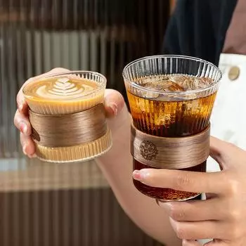 Стеклянная чашка с узором из молотка для кофе, деревянная кружка для чая, чашка для мастеров, маленький набор для кунг-фу, кружка для чая