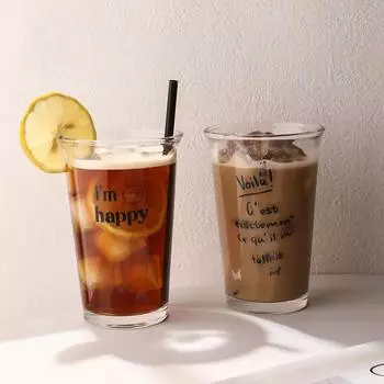 Стеклянная чашка в японском и корейском стиле Ins, чашка для чая с молоком, чашки для холодного латте, соломинка для завтрака знаменитостей из Интернета 301-400ml розовый