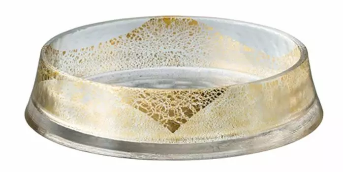 Стеклянная двусторонняя тарелка Toyo Sasaki 210 Большая с золотым листом Сделано в Японии Награда за хороший дизайн Большая тарелка Круглая тарелка Керамическая стеклянная тарелка Столовая посуда