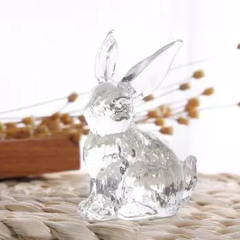 Стеклянная фигурка кролика, прозрачное украшение в виде кролика с окрашенными ушами, коллекционное центральное украшение в виде кролика для стола, весеннее пасхальное украшение зелёный