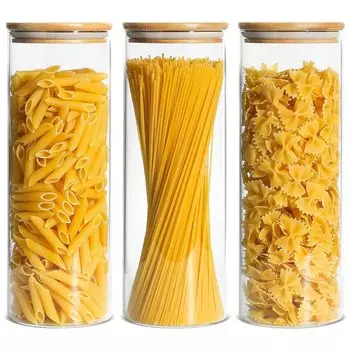 Стеклянная герметичная канистра ComSaf объемом 2000 мл, контейнер для хранения пасты, контейнер для пасты, банка для пасты, герметичная банка для хранения, контейнер для хранения продуктов с