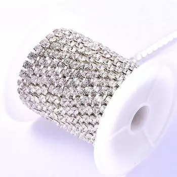 Стеклянная хрустальная цепь D-типа с интенсивным коготком, ушной коготь с золотой и серебряной нижней поддержкой, декоративные аксессуары для алмазной цепи своими руками SS16 10 yards/roll