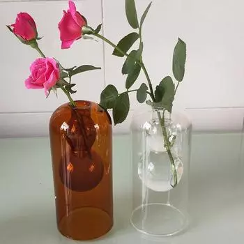 Стеклянная художественная ваза, двухслойная цветочная композиция «сделай сам», настольные украшения, гидропонные украшения для дома