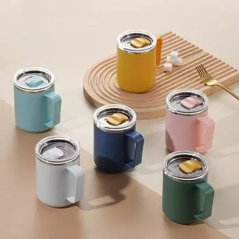 Стеклянная кружка для воды, ручка в стиле Ins, скандинавский стиль, простая офисная чашка для послеобеденного чая, кофе, нержавеющая сталь 11.5cm*8.5cm