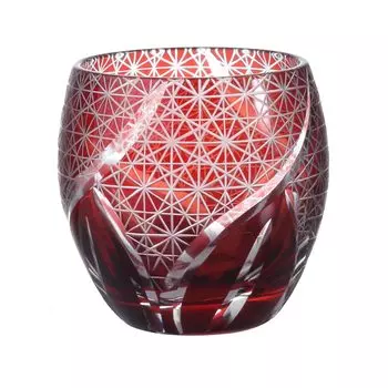 Стеклянная кружка Kiriko для японского сакэ Ochoco 100 мл Ranbori Komon Red No759863 J-kitchens в форме яйца 5,55,9 см