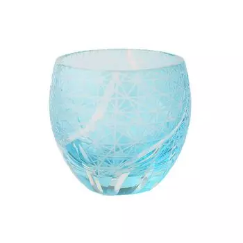 Стеклянная кружка Kiriko для японского сакэ Ochoco 100 мл Ranbori Komon Aqua New Color No759894 J-kitchens в форме яйца 5,55,9 см