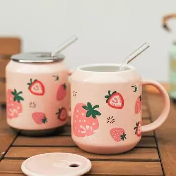 Стеклянная кружка с соломкой Керамическая пивная кружка Кофейные чашки и кружки Посуда для напитков Чашка для кофе Красивые чайные кружки Оригинальные забавные новогодние милые 400ml