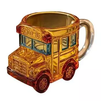 Стеклянная кружка в форме школьного автобуса 10 унций Новинка Питьевая чашка для детей Коллекционеров Забавный контейнер для напитков на автомобильную тематику A