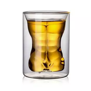 Стеклянная кружка в форме тела, двухслойная, для пива, виски, для питья, для вечеринок, баров, мужского тела
