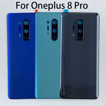 Стеклянная крышка для Oneplus 8 Pro, стеклянная задняя крышка батарейного отсека, заднее стекло 1 + 8Pro, корпус с объективом камеры чёрный