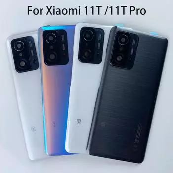 Стеклянная крышка для Xiaomi Mi 11T Pro 5G/11T 5G, задняя крышка, задняя крышка батарейного отсека, замена задней части корпуса с объективом камеры Blue no lens