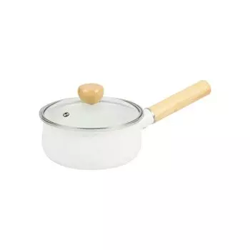 Стеклянная крышка Pearl Metal IH Just Size, кастрюля для одной руки, 15 см, эмаль, совместимая, в комплекте, белая, HB-4898