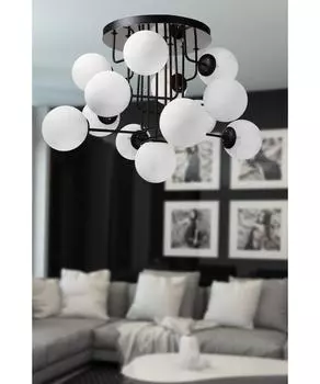 Стеклянная люстра Hazeran 13th Black and White Globe