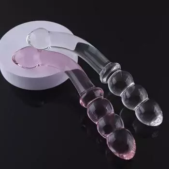 Стеклянная массажная палочка с кристаллическими бусинами