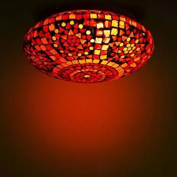 Стеклянная мозаика светодиодный круглый потолочный светильник, красный белый для домашнего бара ресторана кафе украшения,