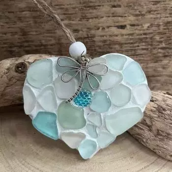 Стеклянная мозаика в виде чешуи русалки, подвесные украшения в виде сердца, изысканный дизайн, небольшая подвесная мозаика из морского стекла