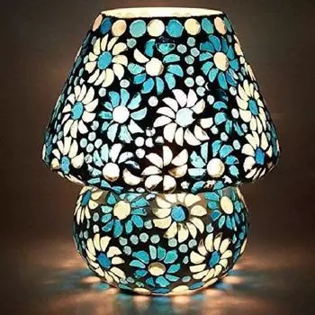 Стеклянная настольная лампа ручной работы для украшения дома, бара, ресторана, кафе (Синий и белый)