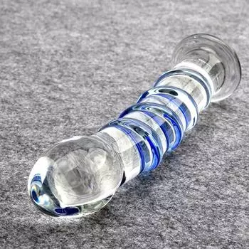 Стеклянная палочка с синей спиральной палочкой для массажа тела 1 pcs
