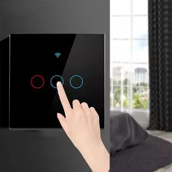 Стеклянная панель EU Luxuray, настенный выключатель с сенсорным датчиком, 1, 2, 3, приложение Gang Tuya, дистанционное управление, 90–260 В, умный выключатель света, работающий с Alexa Google Home EU Standard