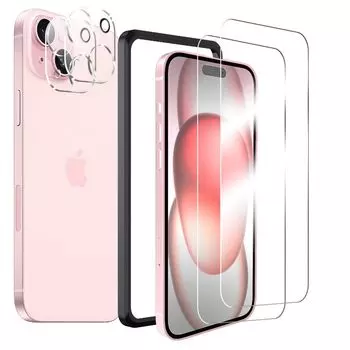 Стеклянная пленка Besecou для iPhone 2 Защитные пленки 2 камеры Изготовлены из стекла Asahi Включает направляющую Закаленная защитная пленка для ЖК-дисплея 9H Bubble Совместимо с iPhone