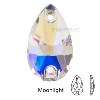 Стеклянная плоская нижняя часть, сшитая вручную, бриллиантовая звезда, цвет лошадиного глаза, капля воды, спутник, кристалл, лунный свет, плоская пряжка, сделай сам, декоративные ювелирные аксессуары 10.5 * 18mm 28 pieces