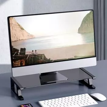 Стеклянная подставка для монитора настольного компьютера с USB-концентратором Type-C, держателем для экрана ПК, держателем для принтера, клавиатуры, мыши, органайзером A4