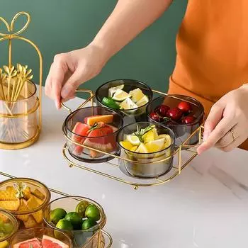 Стеклянная посуда Nordic Luxury, маленькие фруктовые десертные закуски, сервировочные миски с пыленепроницаемой крышкой, бытовые тарелки для подачи еды на вечеринку