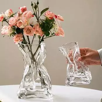 Стеклянная прозрачная ваза для цветов, креативный дизайн, гидропонные растения, горшок, композиция из свежих цветов, бутылка, настольные украшения