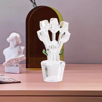 Стеклянная роза статуэтка цветок орнамент искусство 3D фен-шуй украшение дома букеты роз чистый