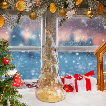 Стеклянная рождественская елка с огнями, настольная рождественская ночная светящаяся фигурка, украшение для Style A