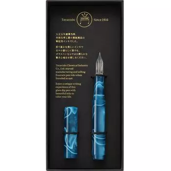 Стеклянная ручка-гитара Teranishi Chemical Industry с колпачком Aurora Peacock Blue GLAA-PE