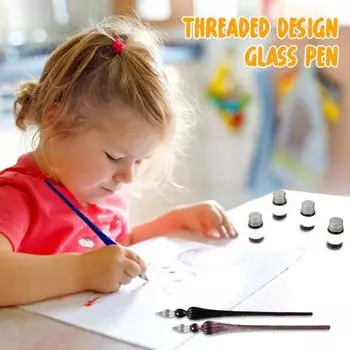 Стеклянная ручка Каллиграфия Комиксы Живопись Красивые цветовые эффекты Перо для погружения Плавные линии Простота в использовании Резьбовой дизайн Чернильная ручка для погружения чистый
