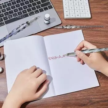 Стеклянная ручка Каллиграфия Комиксы Живопись Красивые цветовые эффекты Перо для погружения Плавные линии Простота в использовании Резьбовой дизайн Чернильная ручка для погружения чёрный