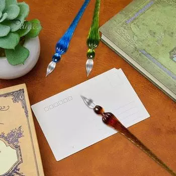 Стеклянная ручка Каллиграфия Комиксы Живопись Красивые цветовые эффекты Перо для погружения Плавные линии Простота в использовании Резьбовой дизайн Чернильная ручка для погружения чёрный