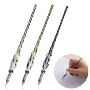 Стеклянная ручка Каллиграфия Комиксы Живопись Красивые цветовые эффекты Перо для погружения Плавные линии Легко темно-синий