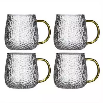 Стеклянная ручка на 12,3 унции, кованая термостойкая стеклянная посуда, многоразовая посуда для сока, кофе со льдом, чай, летние напитки, чашки для молока и коктейлей, домашняя кухня S 1 Hammer Mushroom Cup