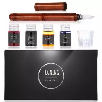 Стеклянная ручка с чернилами 7 деревянных перьевых ручек Luxury светло-коричневого цвета [Tegning] Набор, штук, ручка, ручка, (чернилами)
